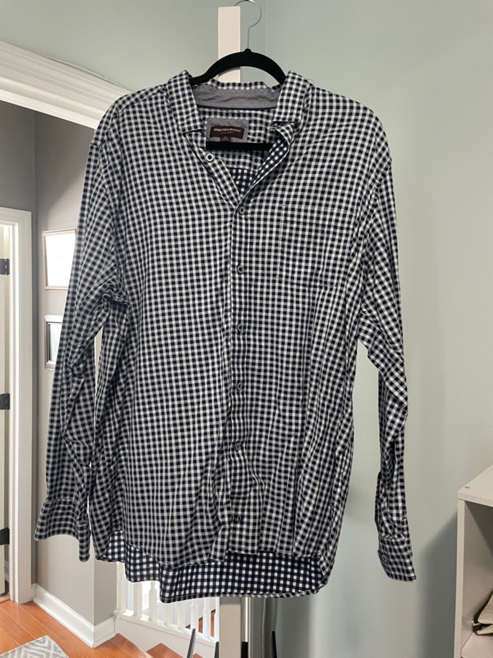 Men's Black & White Check Dress Shirt - Classic Button-Up